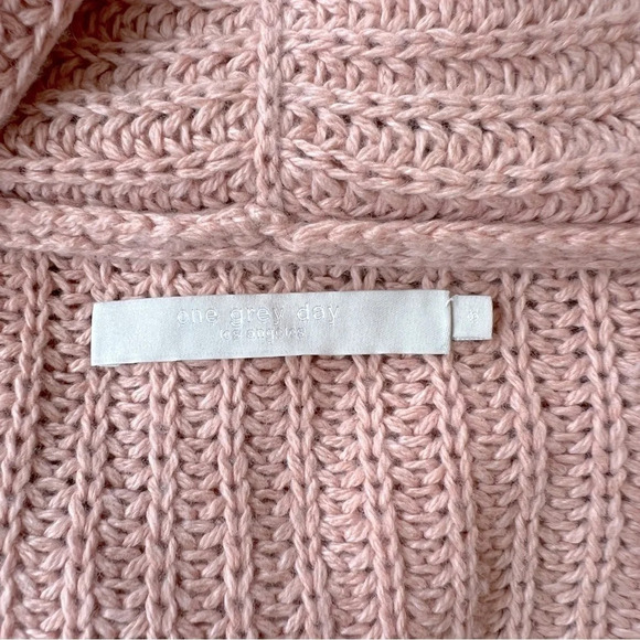 One Grey Day Alfred Draped Open Front Cardigan Bellini Pink Small Cozy Layer NWT - Picture 4 of 4